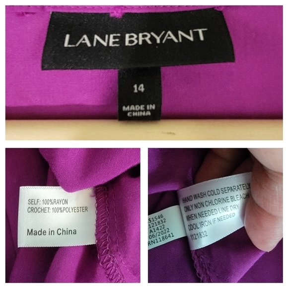 Lane Bryant Classic Top Sz 14 Long-Sleeve Split-Neck Button-Down Peplum Blouse - Picture 11 of 12